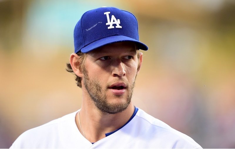 Clayton Kershaw keeps an eye on his Los Angeles Dodgers teammates.