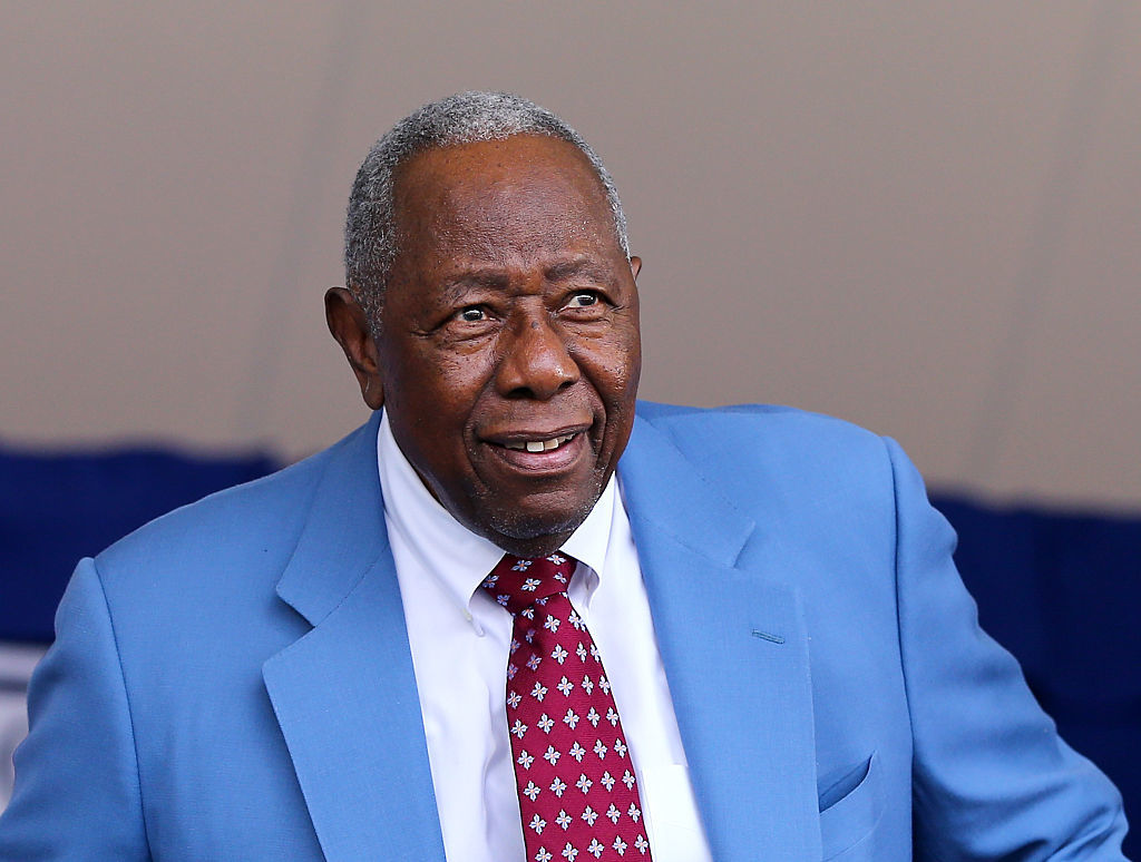 Hank Aaron attends the Hall of Fame Induction Ceremony at National Baseball Hall of Fame on July 26, 2015 in Cooperstown, New York.