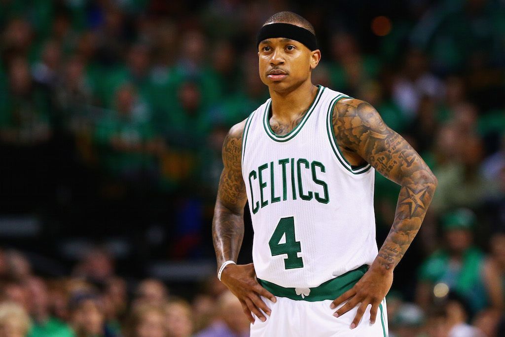 Isaiah Thomas looks on during a playoff game against the Hawks.