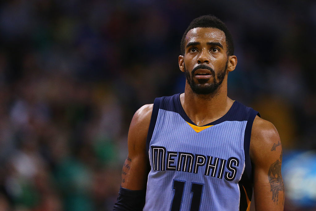 Mike Conley #11 of the Memphis Grizzlies looks on during a game.