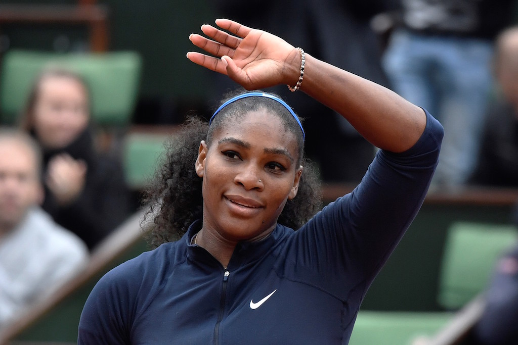 Serena Williams thanks the crowd at the French Open.