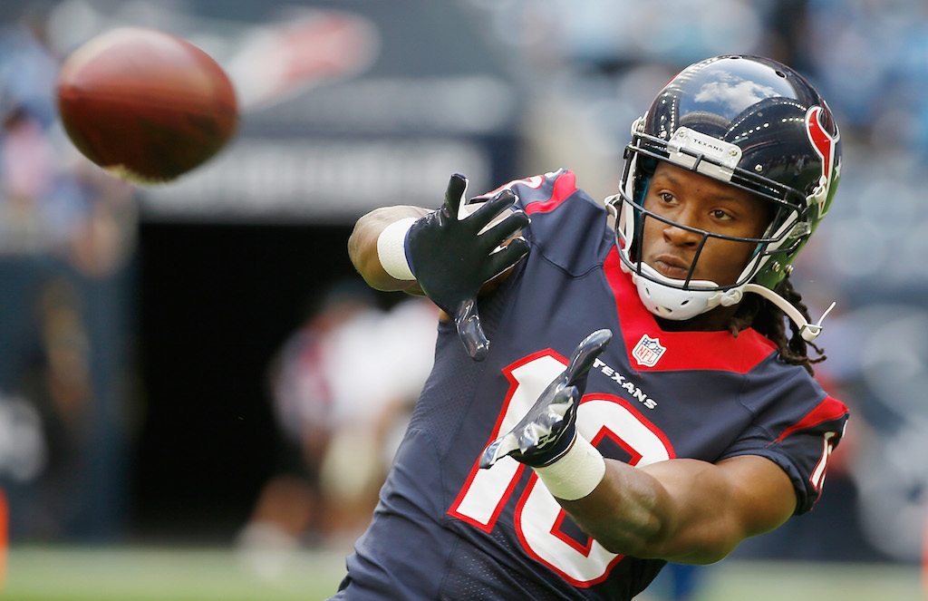 DeAndre Hopkins catches a pass for the Houston Texans.