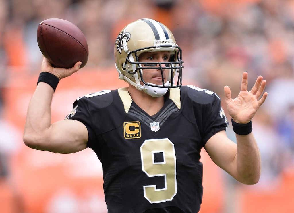 Drew Brees #9 of the New Orleans Saints throws a pass.
