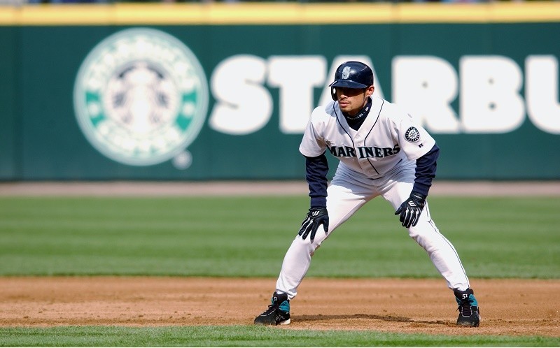 ichiro suzuki on the field for the marlins