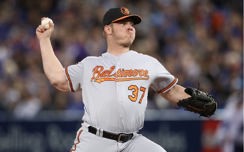 Dylan Bundy pitching for the Baltimore Orioles.