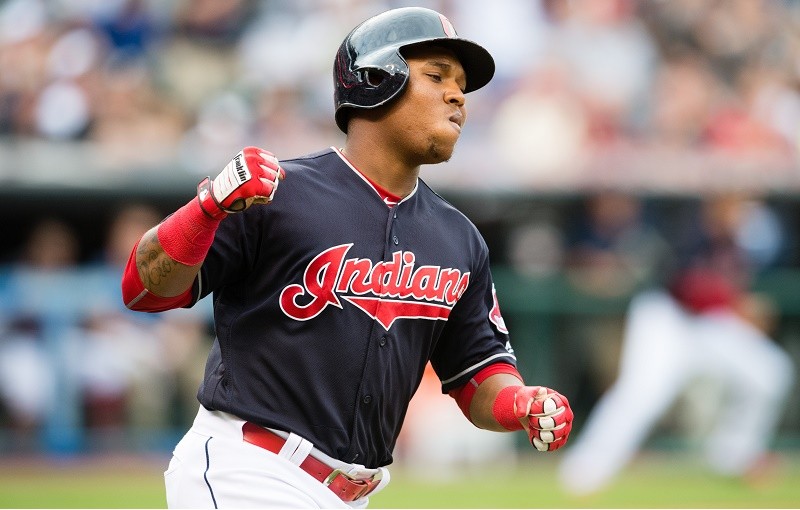 CLEVELAND, OH - JULY 9: Jose Ramirez #11 of the Cleveland Indians celebrates as he runs out a RBI single to tie the game during the seventh inning against the New York Yankees at Progressive Field on July 9, 2016 in Cleveland, Ohio. (Photo by Jason Miller/Getty Images)