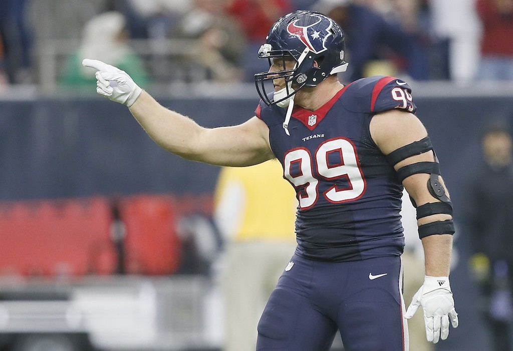 J.J. Watt celebrates a sack.