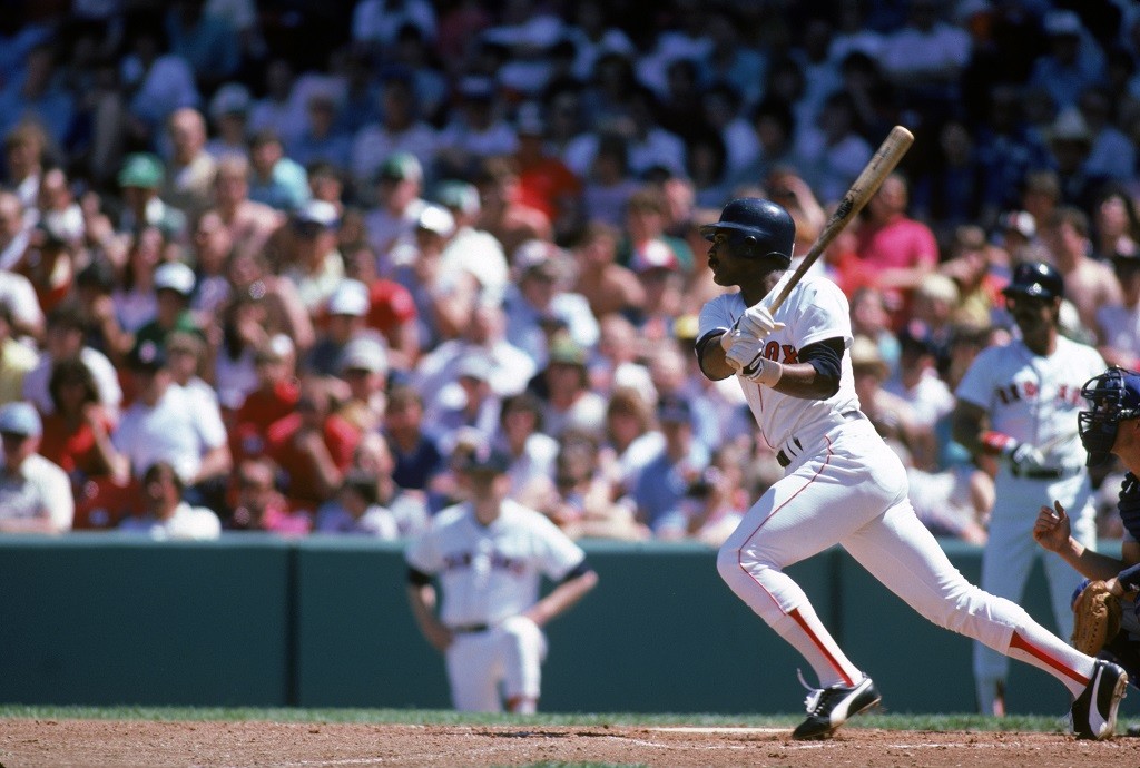 BOSTON - JULY: Jim Rice #14 of the Boston Red Sox bats during a July 1985 game at Fenway Park in Boston, Massachusetts. (Photo by Rick Stewart/Getty Images)