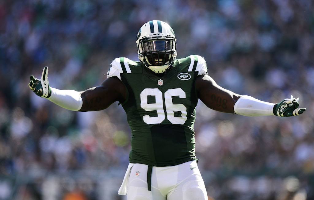 Muhammad Wilkerson celebrates a sack in 2015.