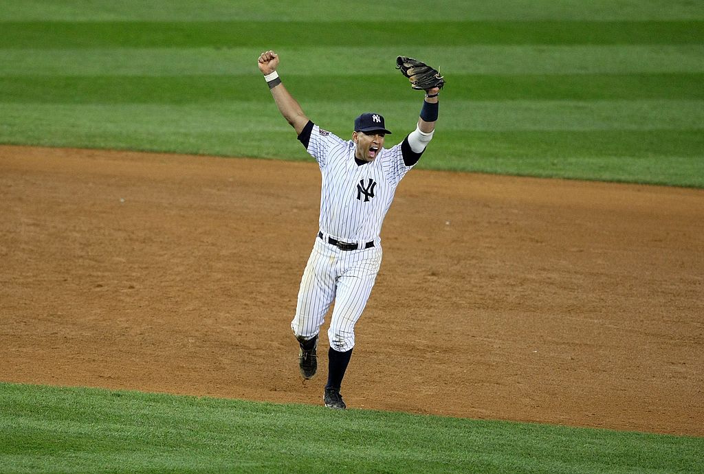 Alex Rodriguez #13 of the New York Yankees celebrates