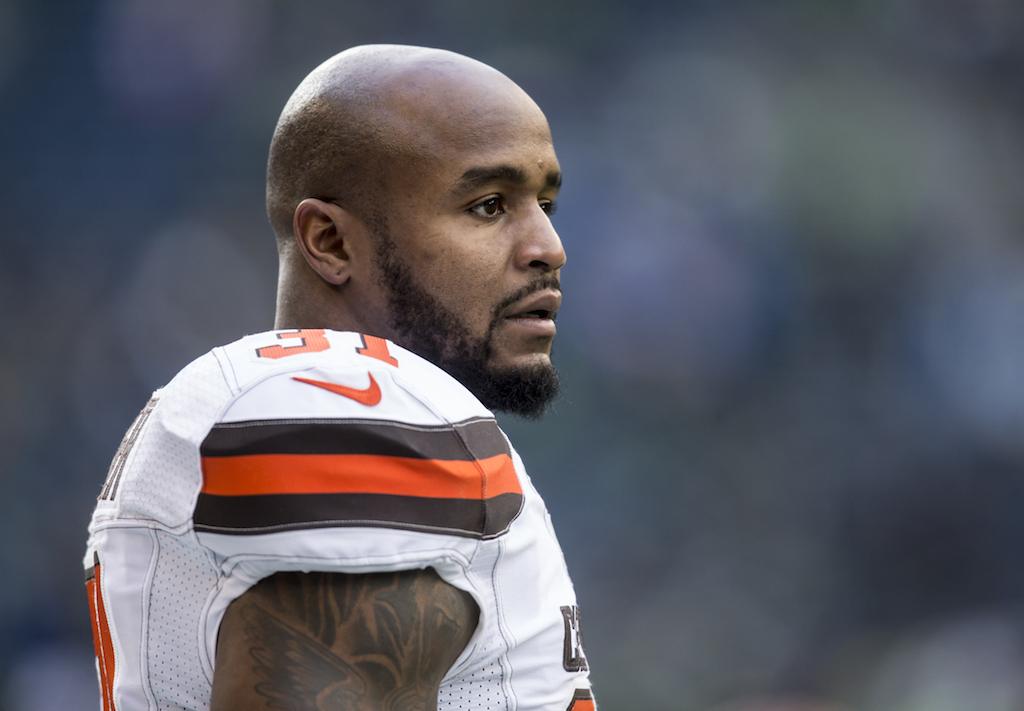 Donte Whitner looks shocked after a play | Stephen Brashear/Getty Images