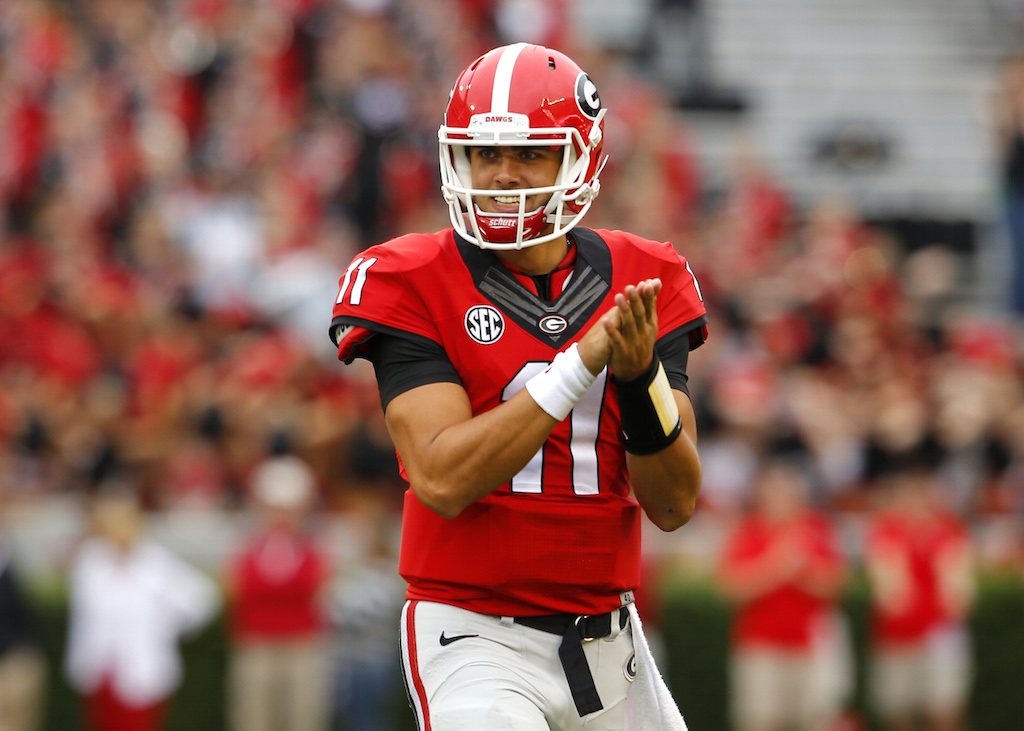 Georgia Bulldogs reacts after a touchdown.