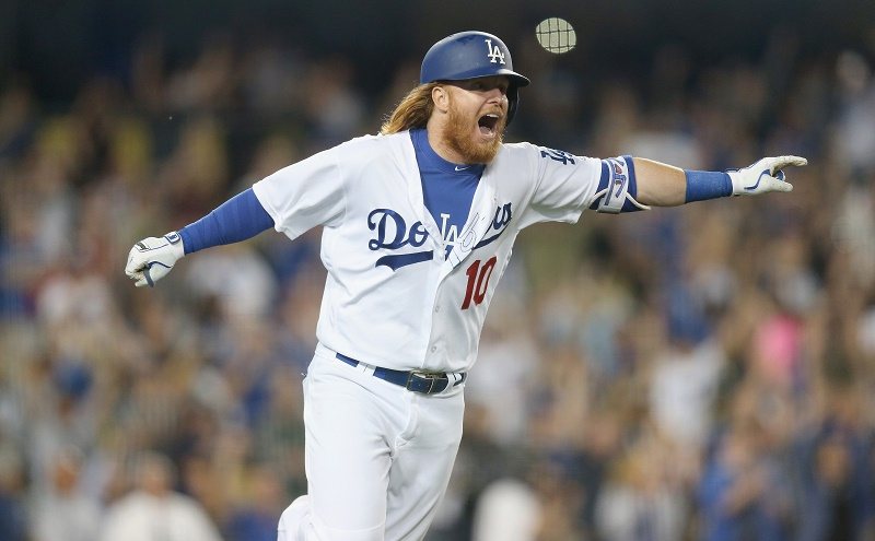 The Dodgers' Justin Turner celebrates a home run.