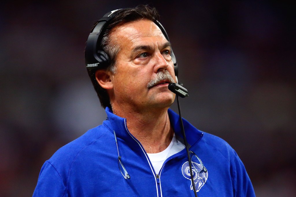 Rams head coach Jeff Fisher looks concerned... for his job | Dilip Vishwanat/Getty Images