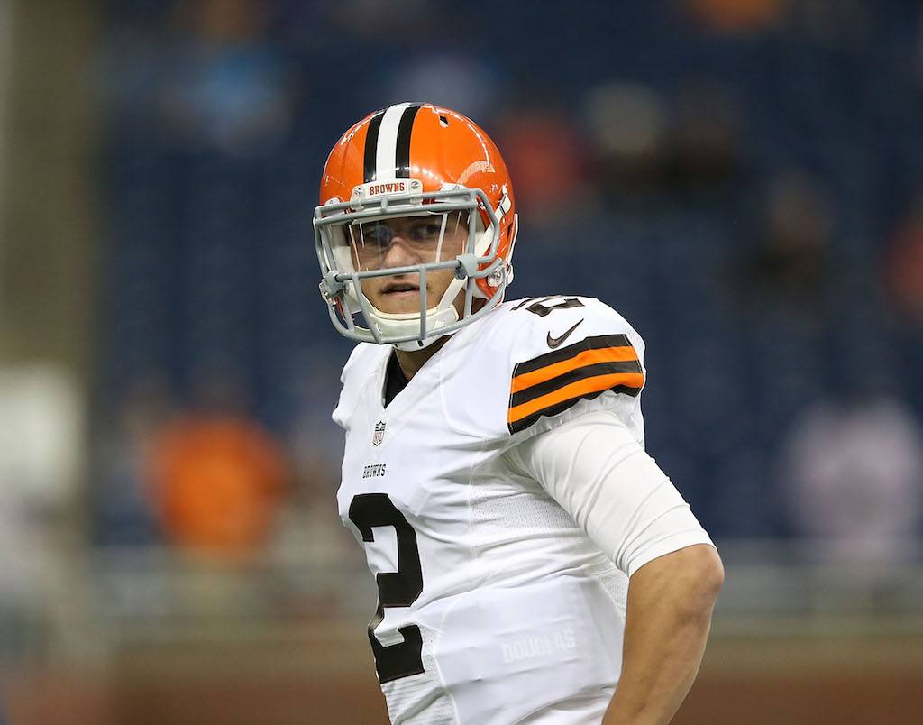 Johnny Manziel looks frustrated during a preseason game.