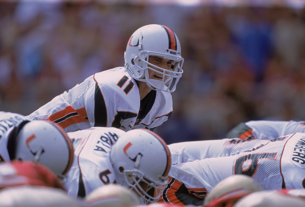 The Miami Hurricanes prepare to play.