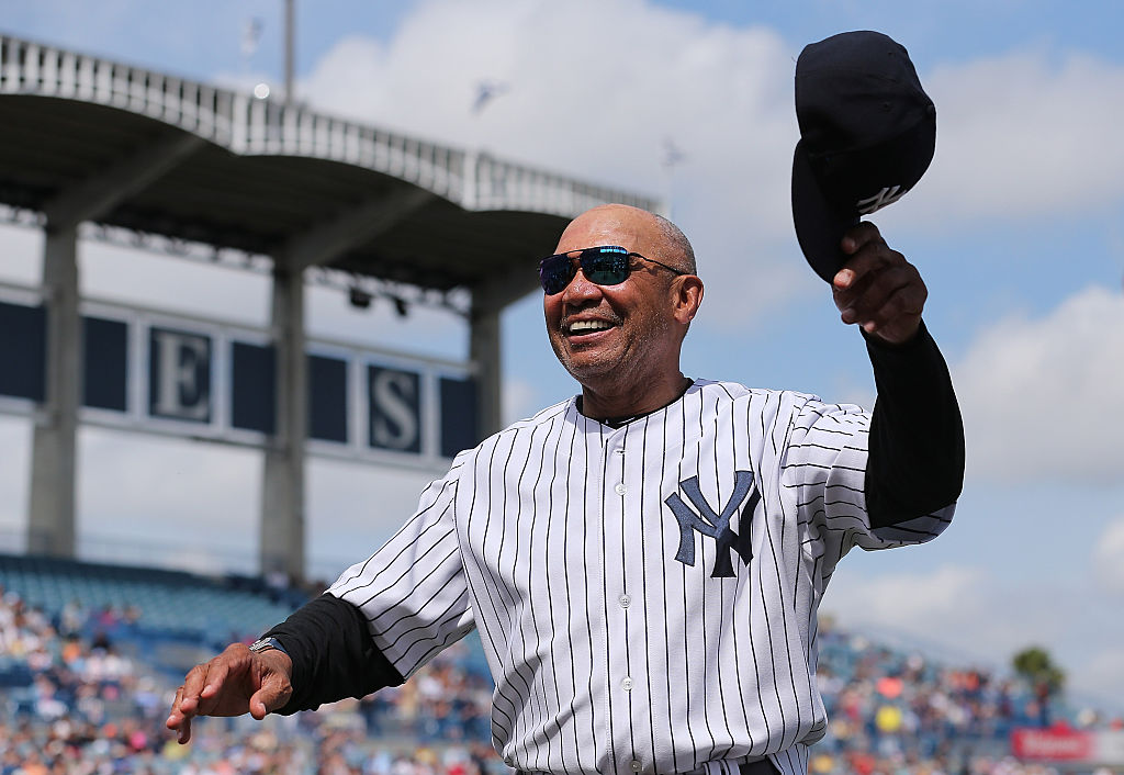 Former New York Yankees HOF Reggie Jackson waves to the crowd prior to the start of the Spring Training Game against the Detroit Tigers on March 2, 2016 during the Spring Training Game at George Steinbrenner Field in Tampa, Florida