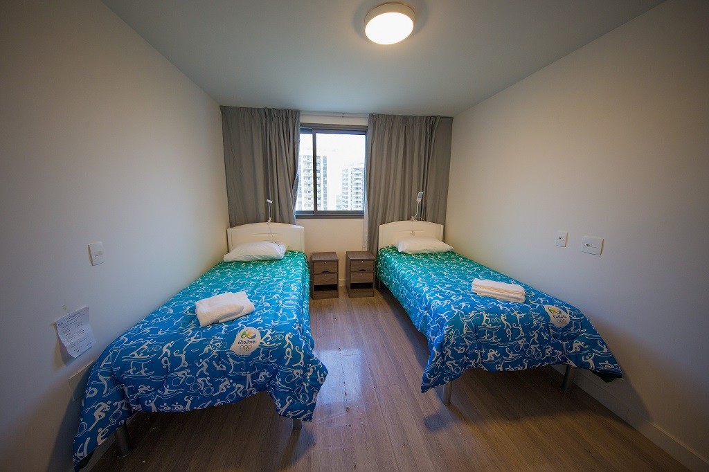 RIO DE JANEIRO, BRAZIL - JULY 23: A bedroom of one of the units within the Olympic and Paralympic Village for the 2016 Rio Olympic Games. The Village will host up to 17,200 people amongst athletes and team officials during the Games and up to 6,000 during the Paralympic Games on July 22, 2016 in Rio de Janeiro, Brazil. (Photo by Buda Mendes/Getty Images)