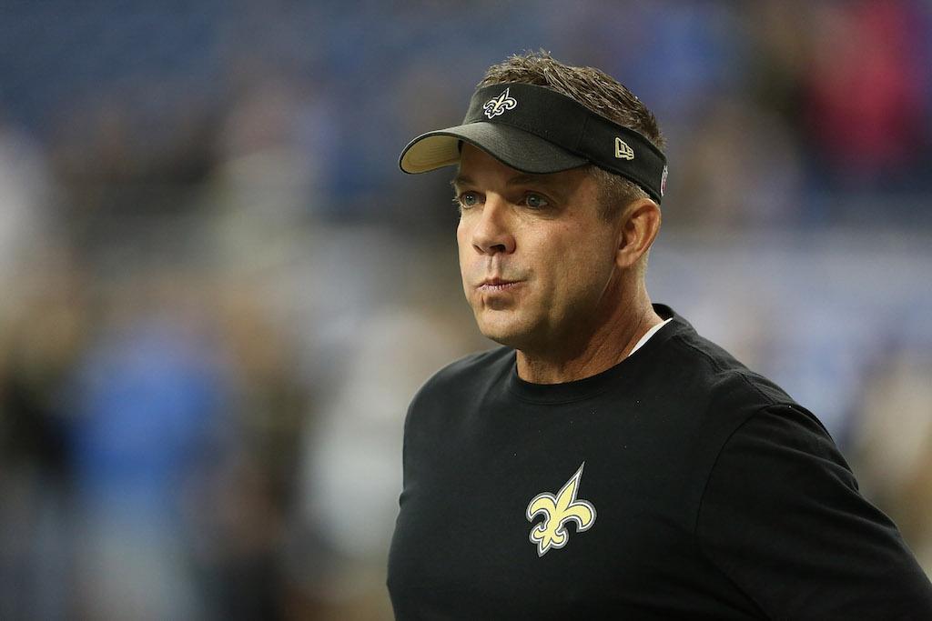 New Orleans Saints head football coach Sean Payton watches the start of a game.