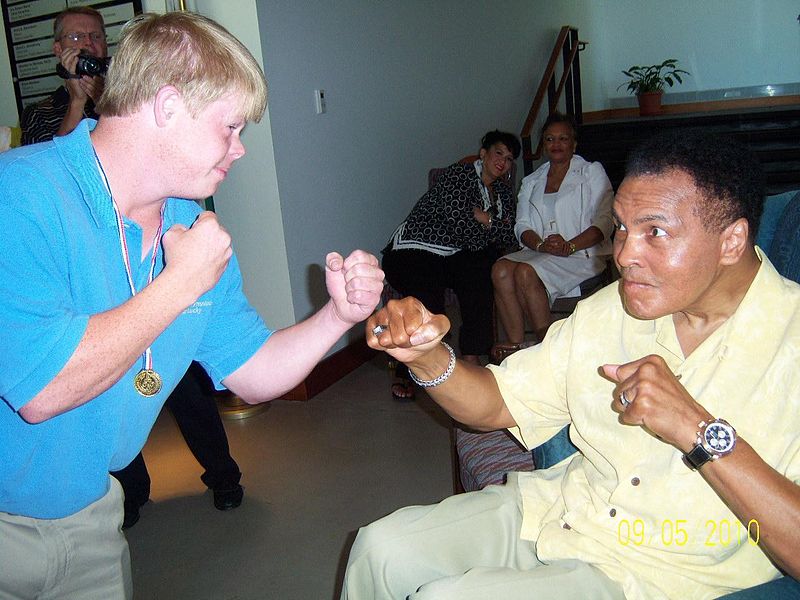 Muhammad Ali with a fan