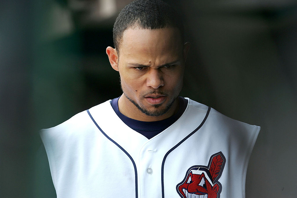 Coco Crisp of the Cleveland Indians paces in the dugout after striking out against the Chicago White Sox