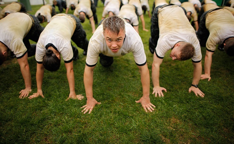 cadets excercising at the naval academy