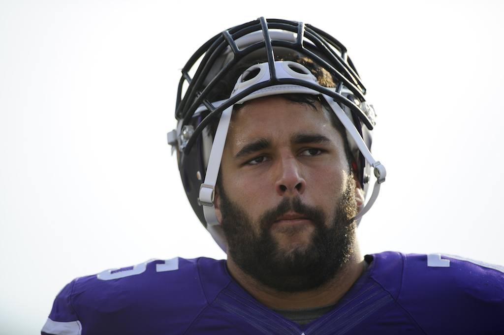 Matt Kalil, now with the Carolina Panthers, looks on before a game.