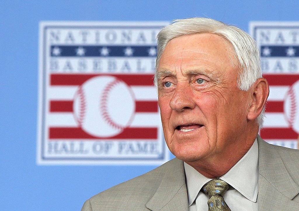 Hall of Famer Phil Niekro is introduced at Clark Sports Center
