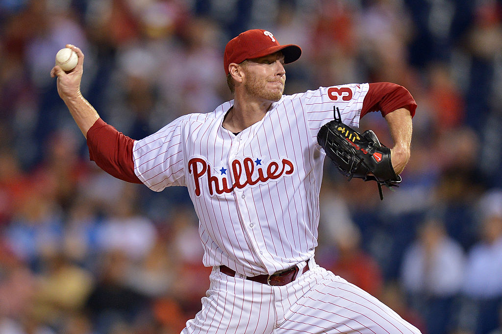 PHILADELPHIA, PA - SEPTEMBER 12: Starter Roy Halladay #34 of the Philadelphia Phillies delivers a pitch in the first inning against the San Diego Padres at Citizens Bank Park on September 12, 2013 in Philadelphia, Pennsylvania. (Photo by Drew Hallowell/Getty Images)
