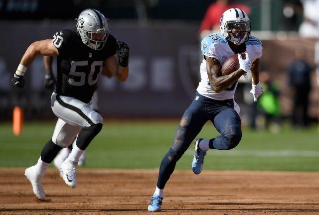 Tajae Sharpe (R) shows his breakaway speed | Thearon W. Henderson/Getty Images