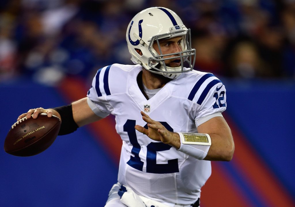 Andrew Luck looks to make a play.
