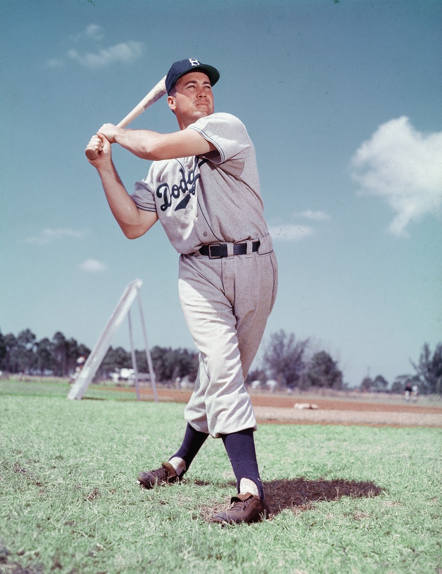 A full length portrait of American baseball player Duke Snider