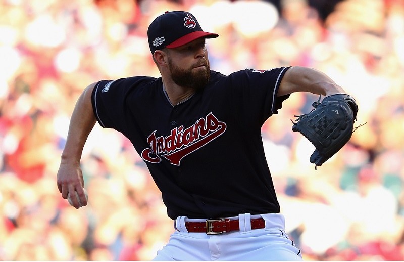 Corey Kluber fires a pitch