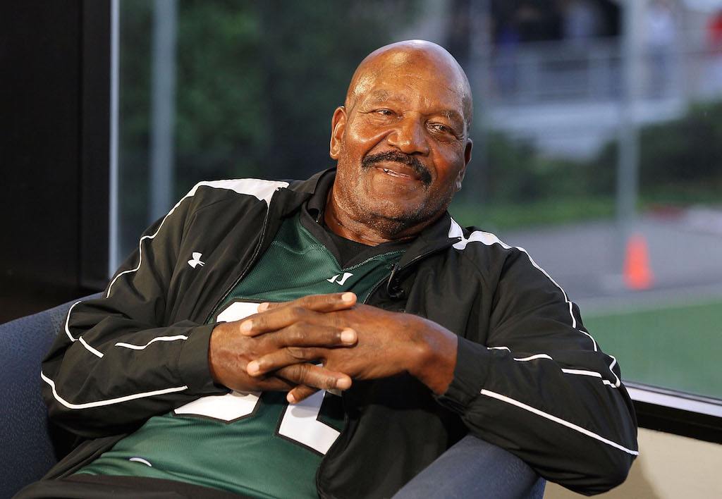 Jim Brown gives an interview.