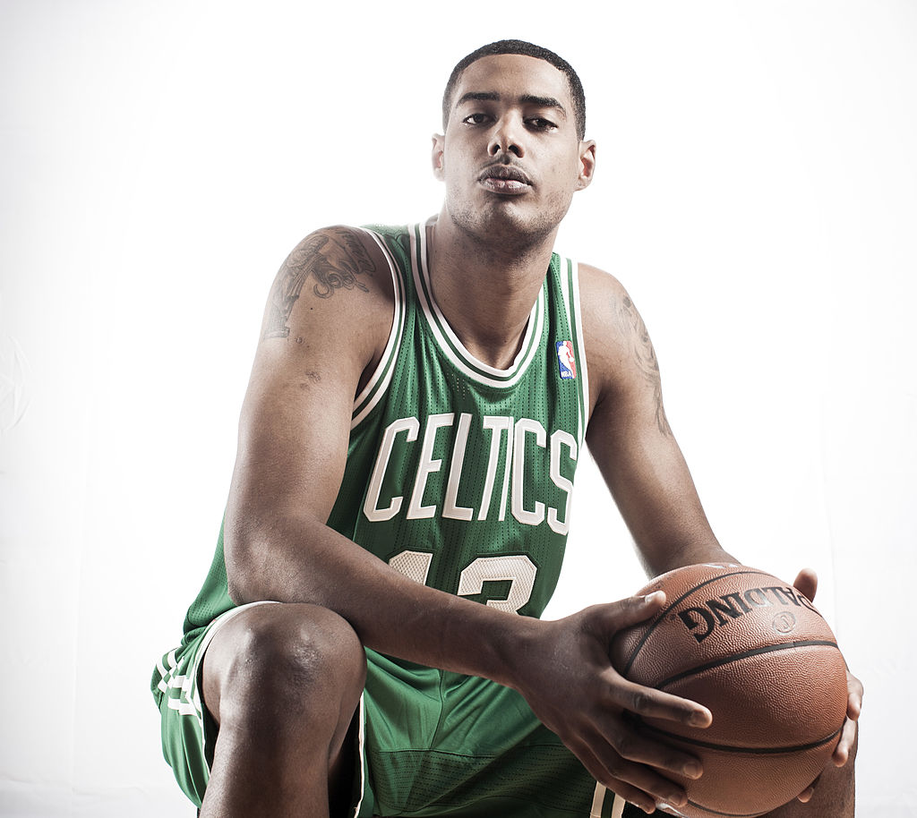 Fab Melo, who had a very short-lived NBA career with the Boston Celtics and is considered the team's worst draft pick, posing for a promotional photo