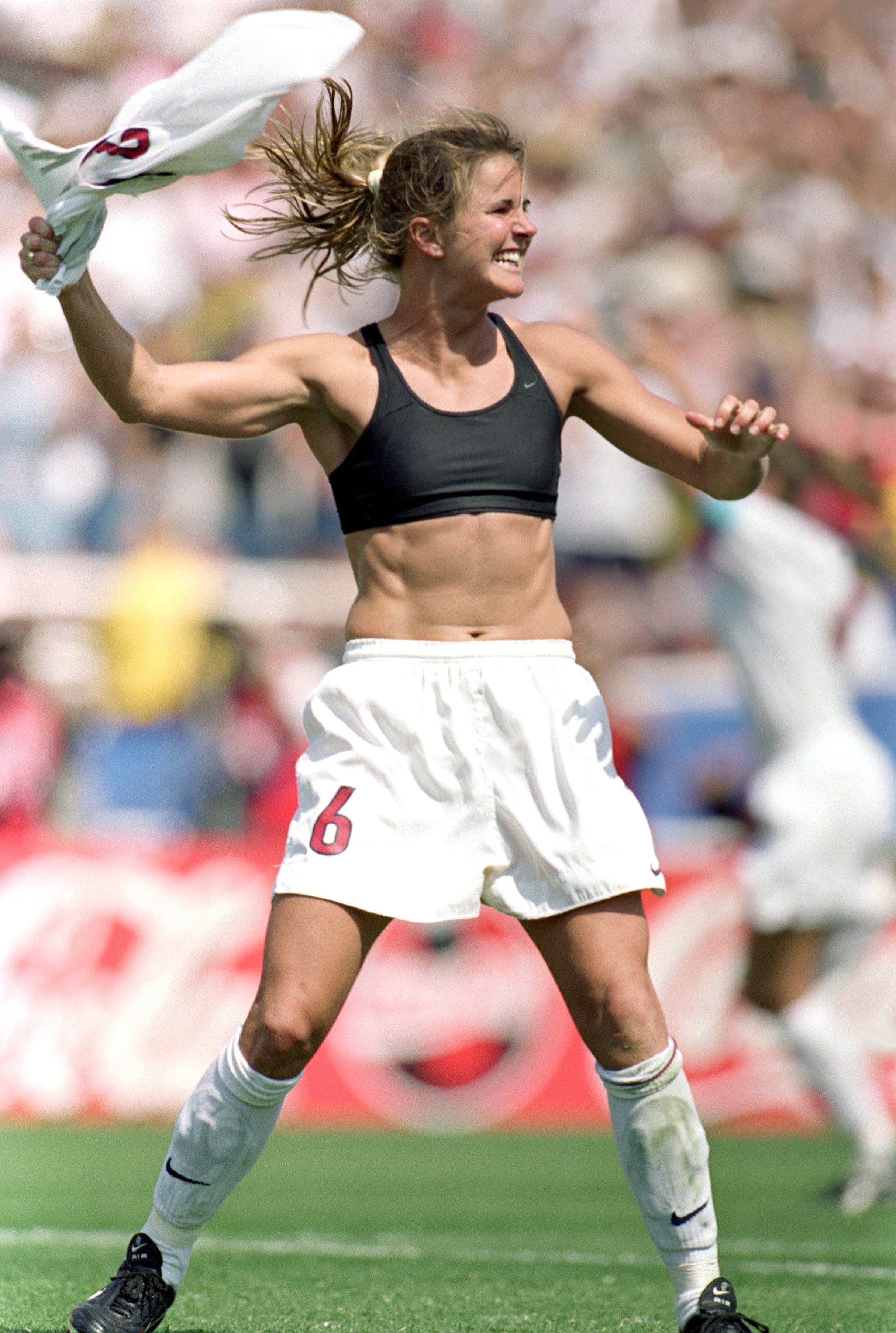 Brandi Chastain of Team USA celebrates during the Women's World Cup