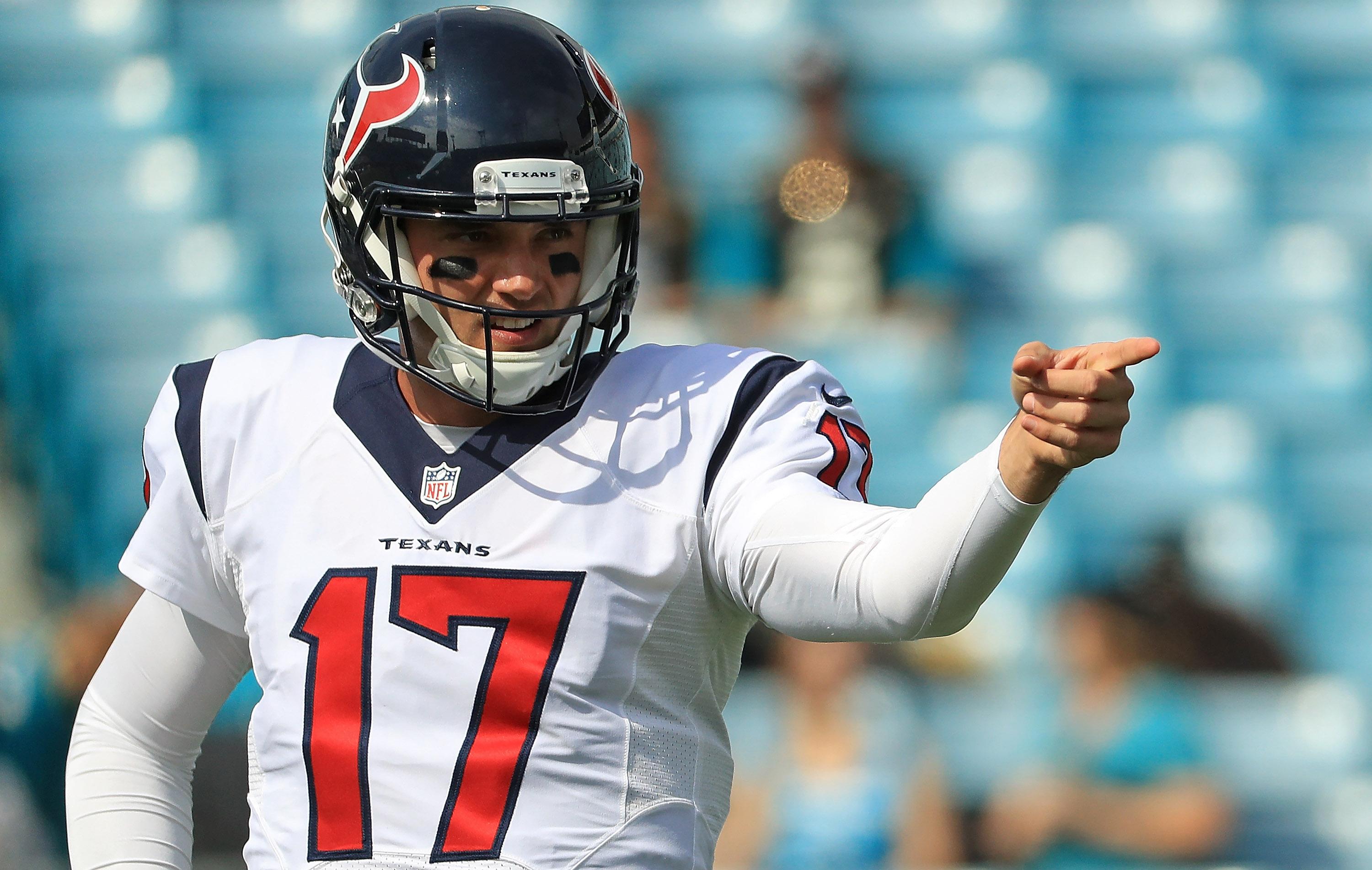 Brock Osweiler #17 of the Houston Texans warms up before a game.