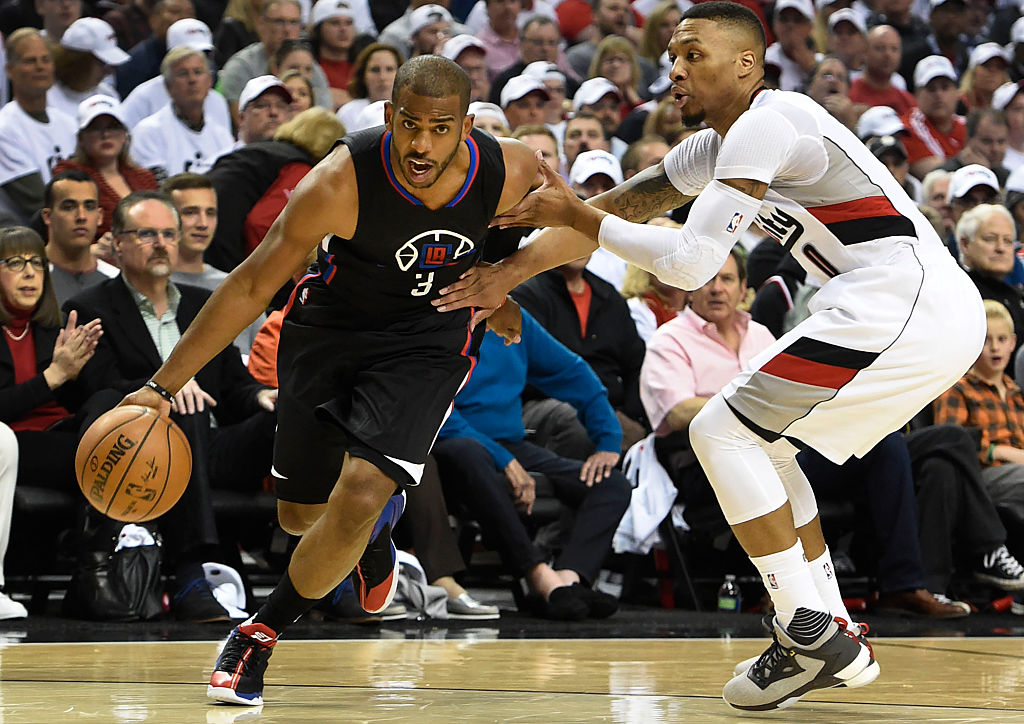 Chris Paul of the Los Angeles Clippers drives to the basket.
