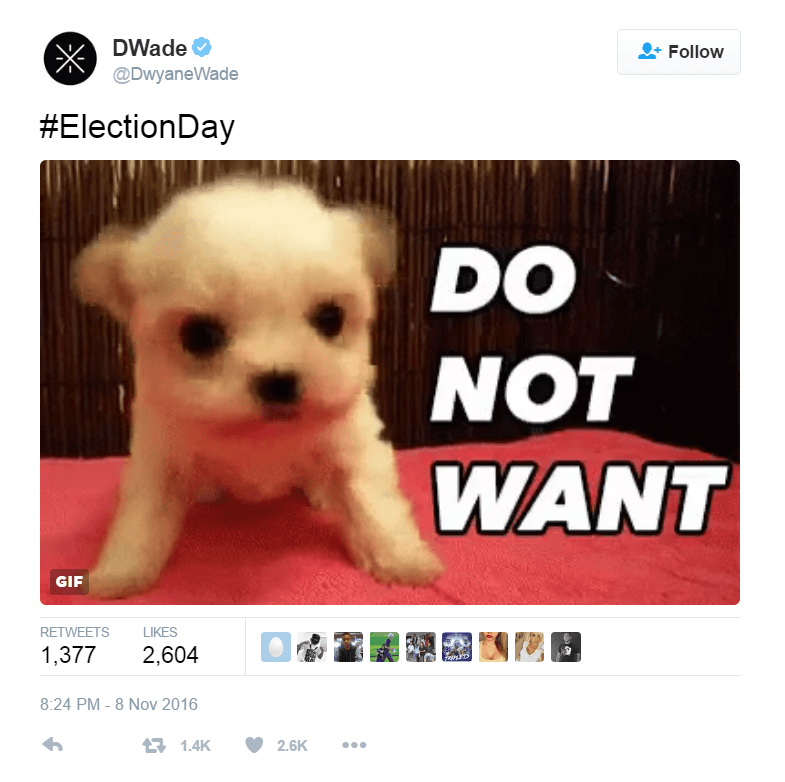 Dwyane Wade expressed his displeasure at the 2016 election