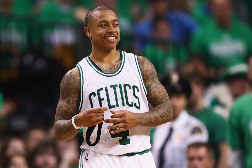 Isaiah Thomas looks on during the game.