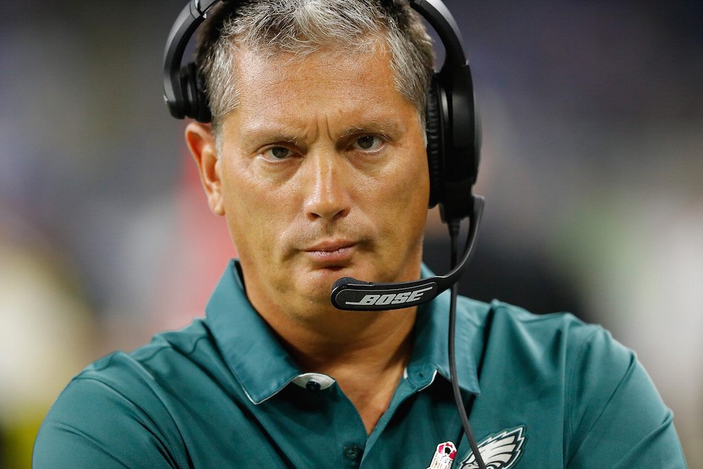 Jim Schwartz looks on during a game
