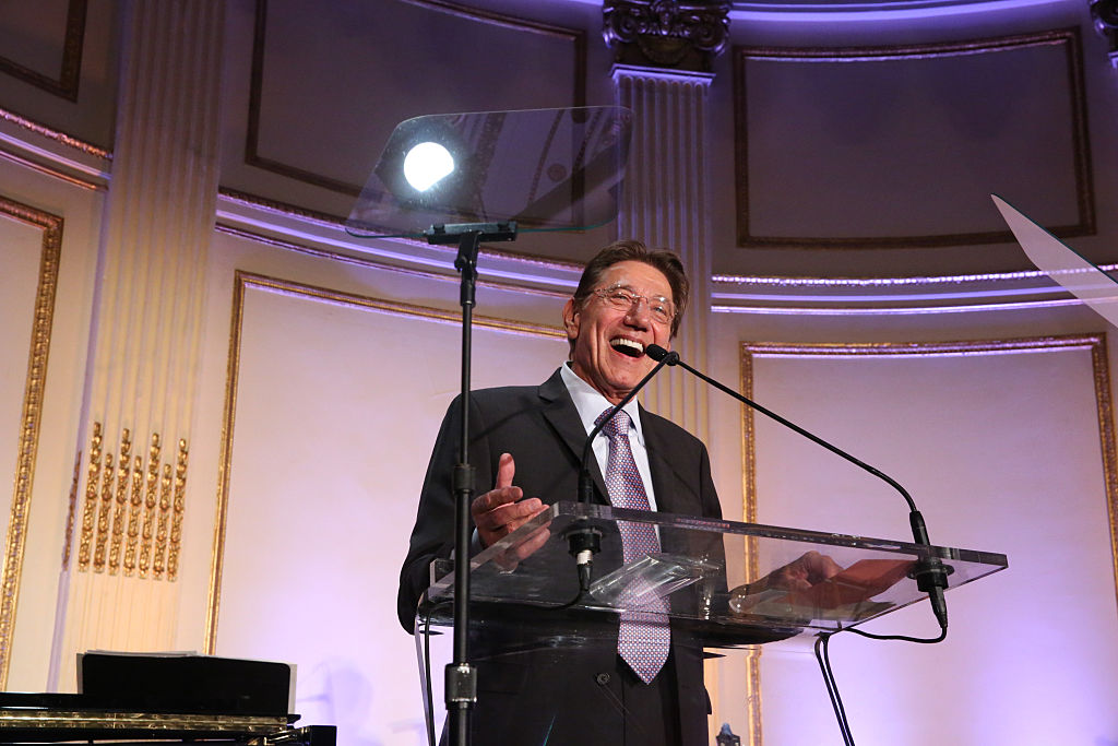Joe Namath speaks on stage at a Jupiter Medical Center fundraiser event