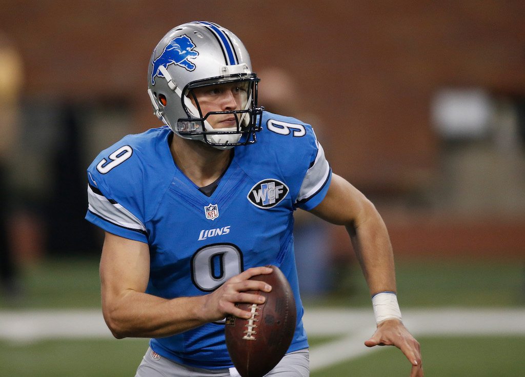 Matthew Stafford scrambles during a game in 2016.