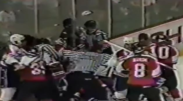 Even the coaches joined in on this 1991 hockey fight between the Washington Capitals and Philadelhpia Flyers