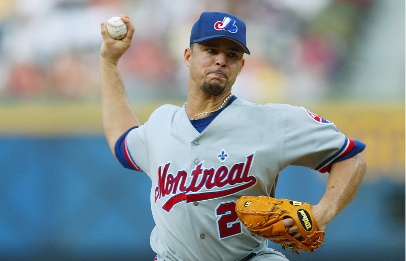 ATLANTA, GA - JULY 5: Starting pitcher Javier Vazquez #23 of the Montreal Expos delivers against the Atlanta Braves during the first inning of the game at Turner Field on July 5, 2003 in Atlanta, Georgia. The Braves won 3-2. (Photo by Jamie Squire/Getty Images)