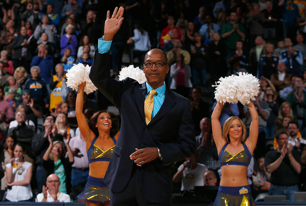 Lafayette 'Fat' Lever, Denver Nuggets alum, is honored during half time against the Los Angeles Lakers