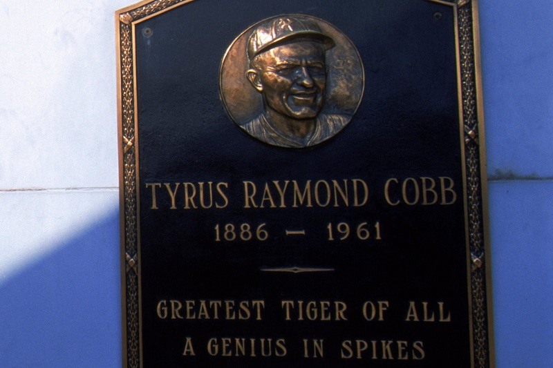 27 Sep 1999: A view of the Tiger Stadium with Tyrus Raymond Cobb plaque taken during the last game played at the Tiger Stadium against the Kansas City Royals in Detroit, Michigan. The Tigers defeated the Royals 8-2.