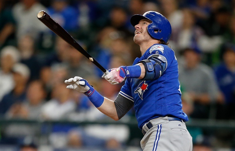 Josh Donaldson of the Toronto Blue Jays hits a solo home run.