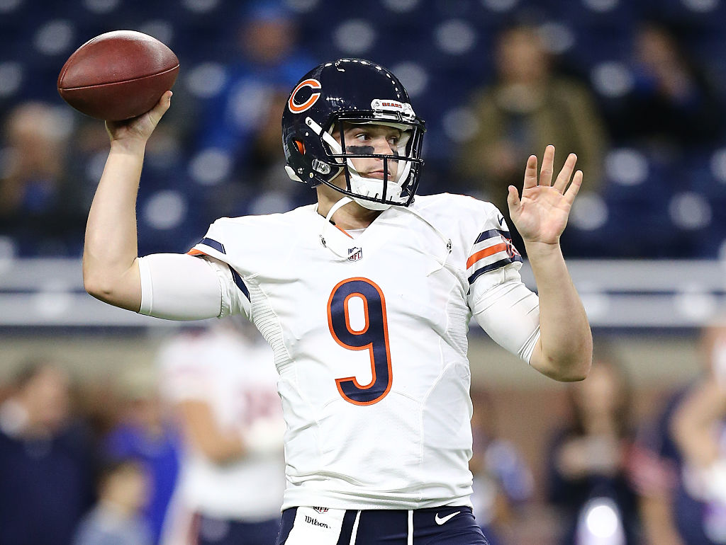 Quarterback David Fales of the Chicago Bears looks to pass the ball