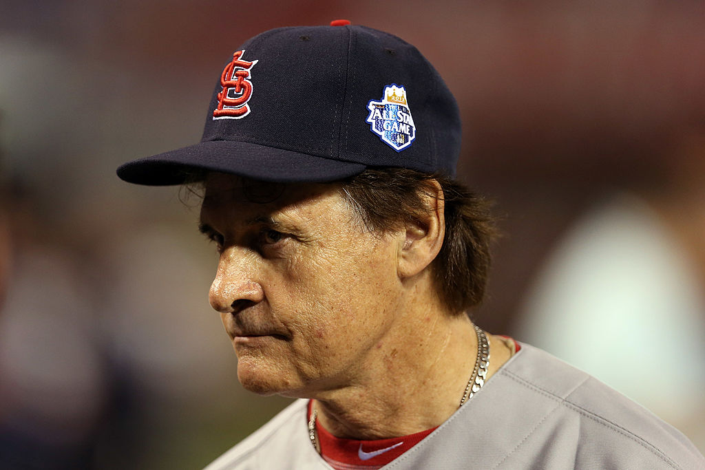National League manager Tony La Russa looks on during a game